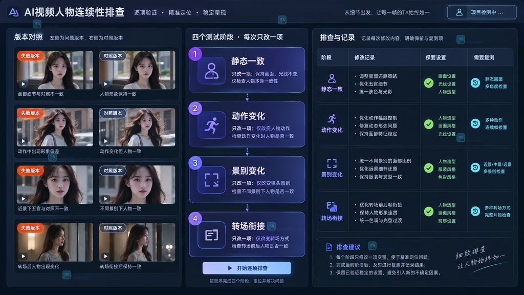 AI视频人物连续性逐项排查原创界面说明图
