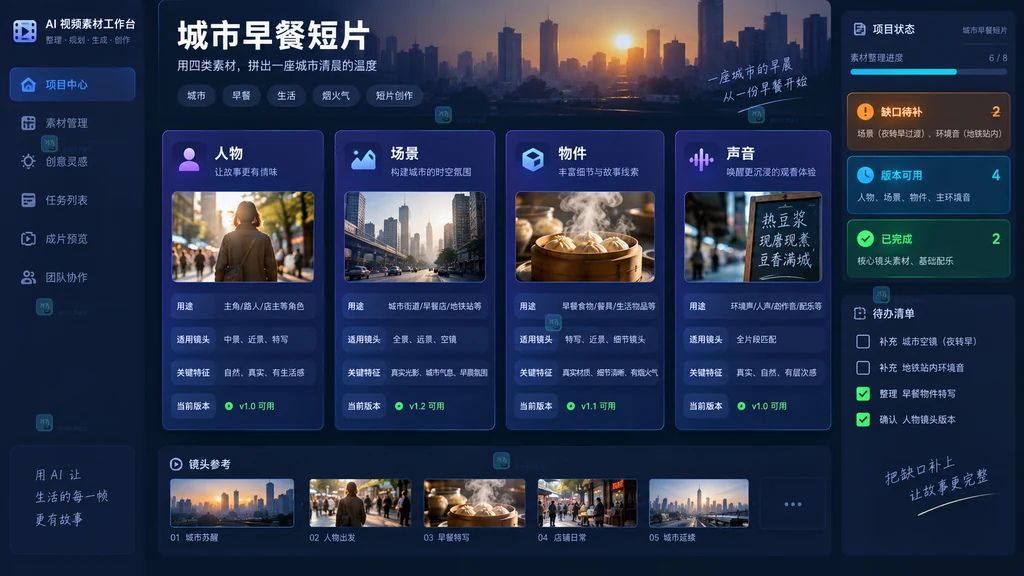 AI视频四类素材资料卡原创界面说明图