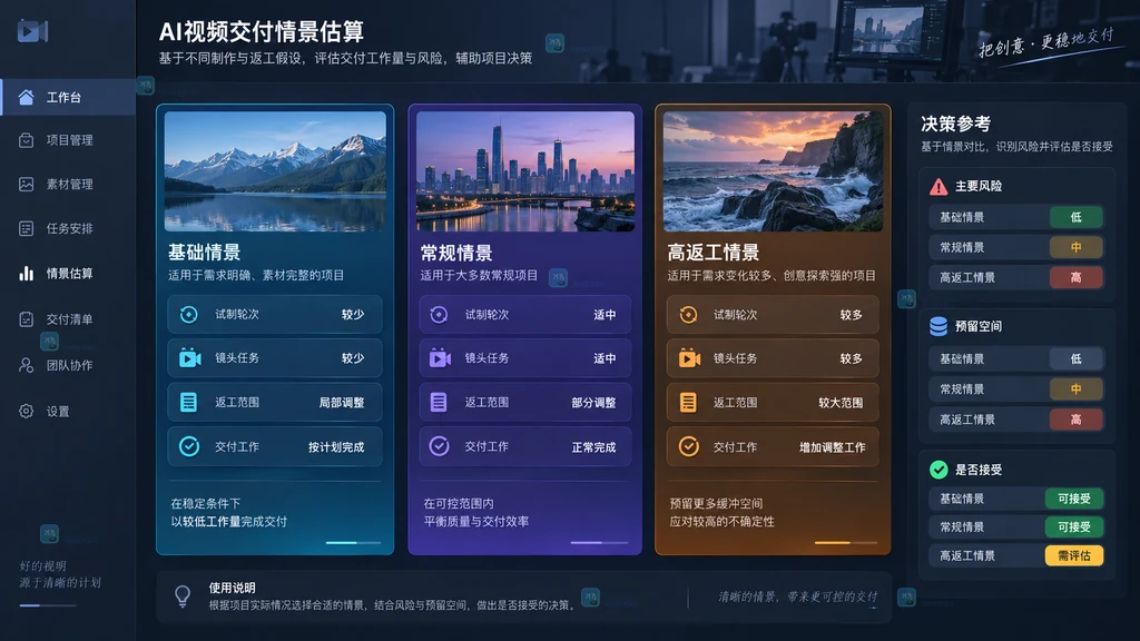 AI视频交付情景估算原创界面说明图