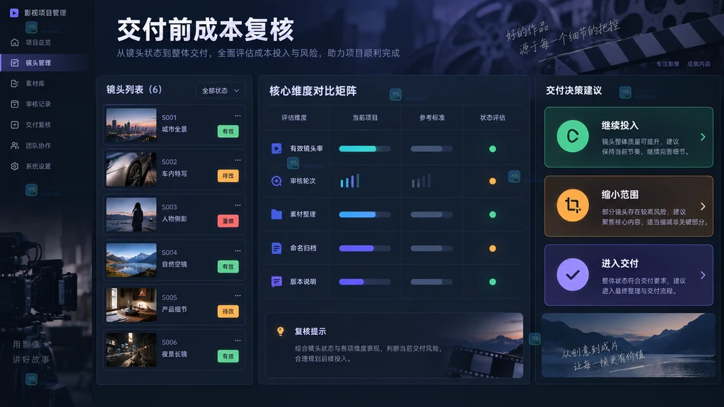 视频交付成本评估矩阵原创界面说明图