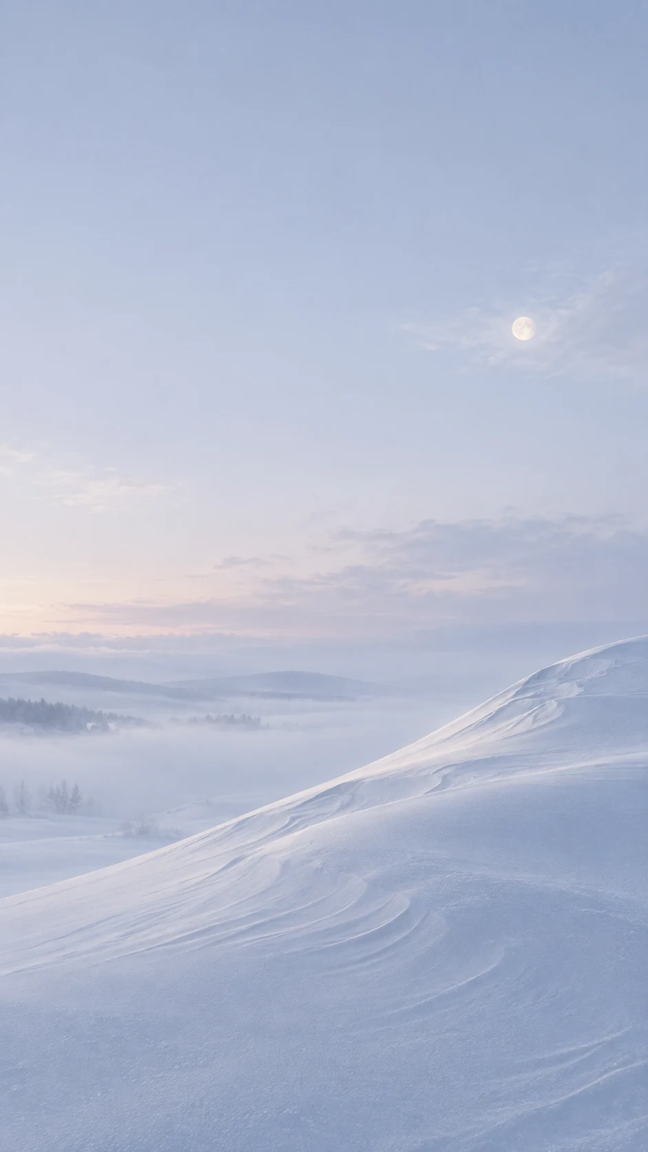 月白雪原手机壁纸变体中的右下偏心雪坡与左侧留白