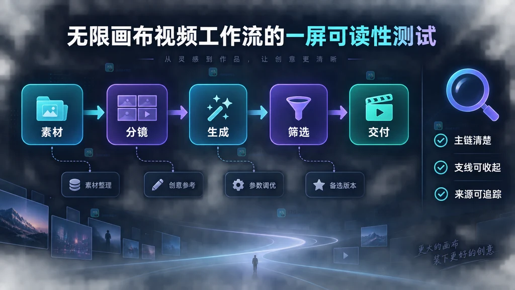 无限画布视频主链路可读性原创示意图
