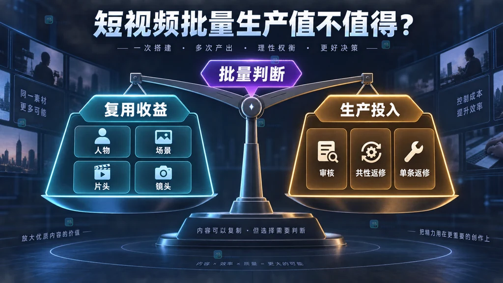 短视频镜头复用收益与返修成本原创关系图