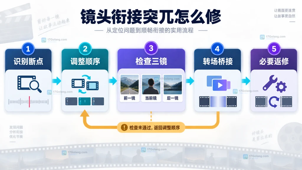 镜头衔接突兀排查与重组原创流程图