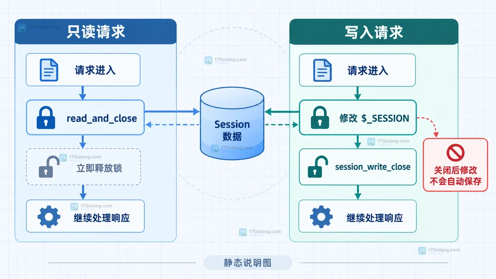 PHP Session只读与写入边界静态结构说明图