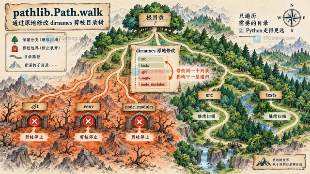 Python pathlib.Path.walk 怎么剪枝目录遍历