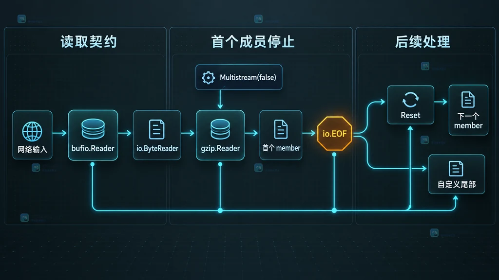 Go gzip读取契约与后续处理分支结构图