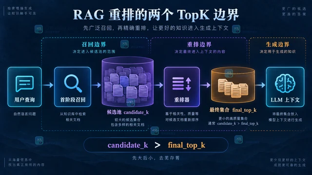 RAG 重排器的候选数量和最终 TopK 怎么设置