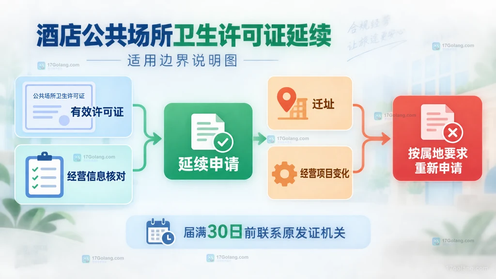 酒店公共场所卫生许可证延续和重新申请适用边界说明图