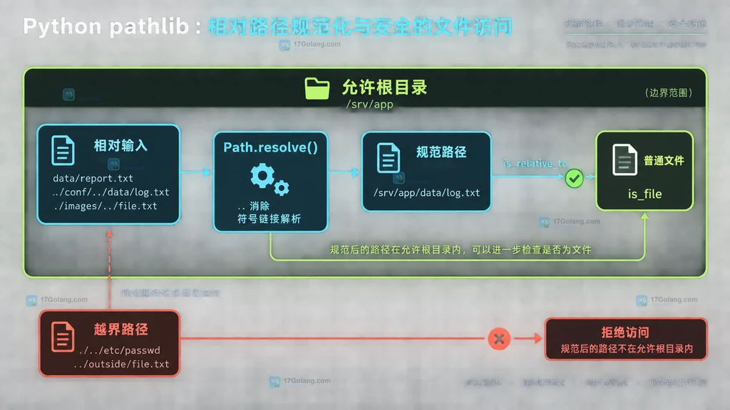 相对输入经 Path.resolve 规范化后与允许根目录及越界路径的关系