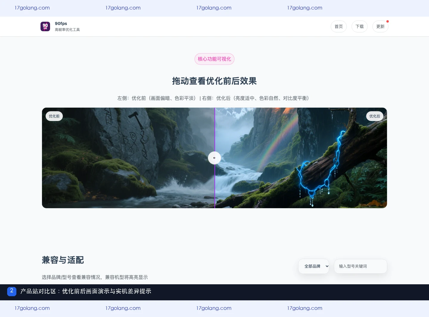 90fps画质产品站优化前后效果对比与实机差异提示