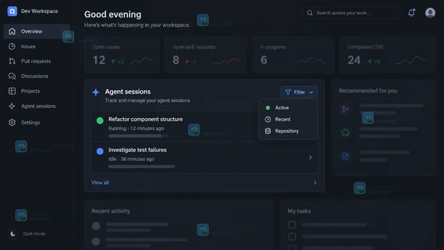 GitHub 新 Dashboard 怎么筛选代理会话与拉取请求