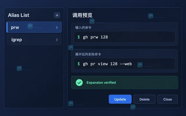 GitHub CLI 怎么创建带参数的命令别名