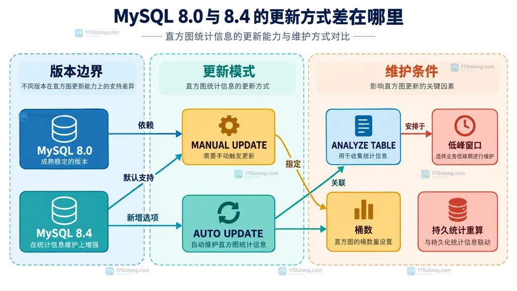 MySQL 8.0 与 8.4 直方图 MANUAL UPDATE 和 AUTO UPDATE 的静态依赖关系图