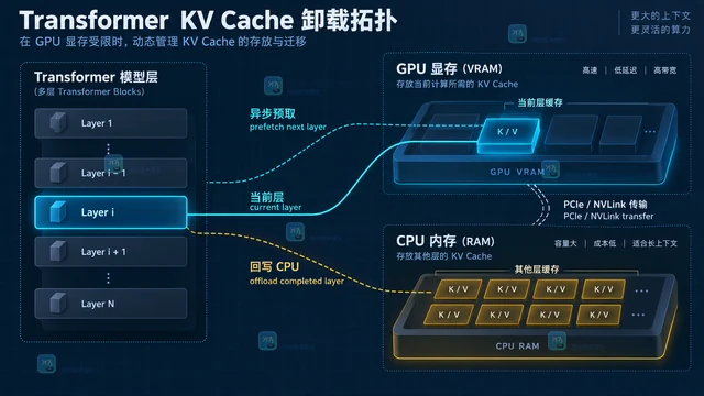Transformers KV cache 怎么在显存不足时启用卸载