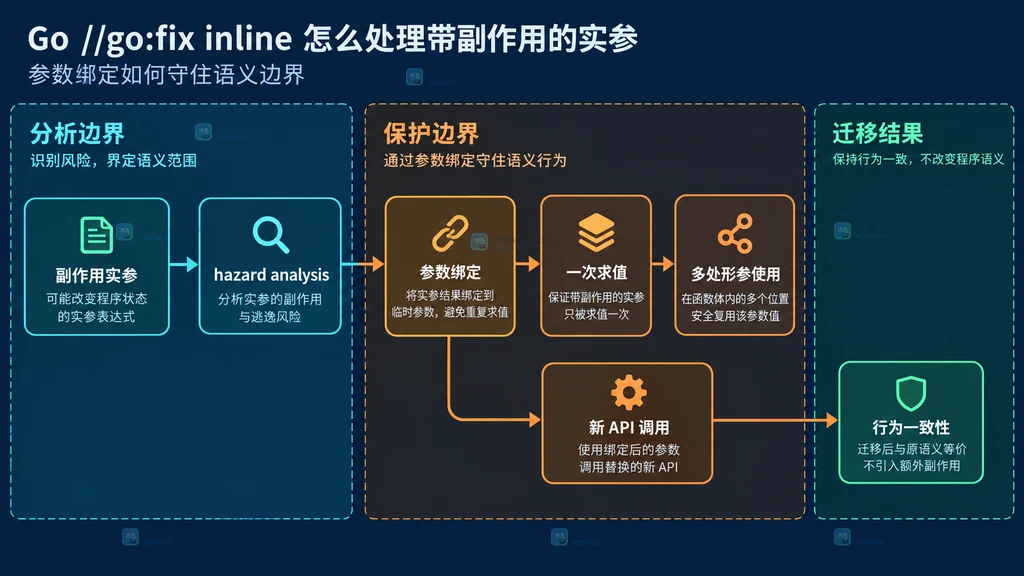Go 参数绑定保护实参求值次数与顺序的结构图