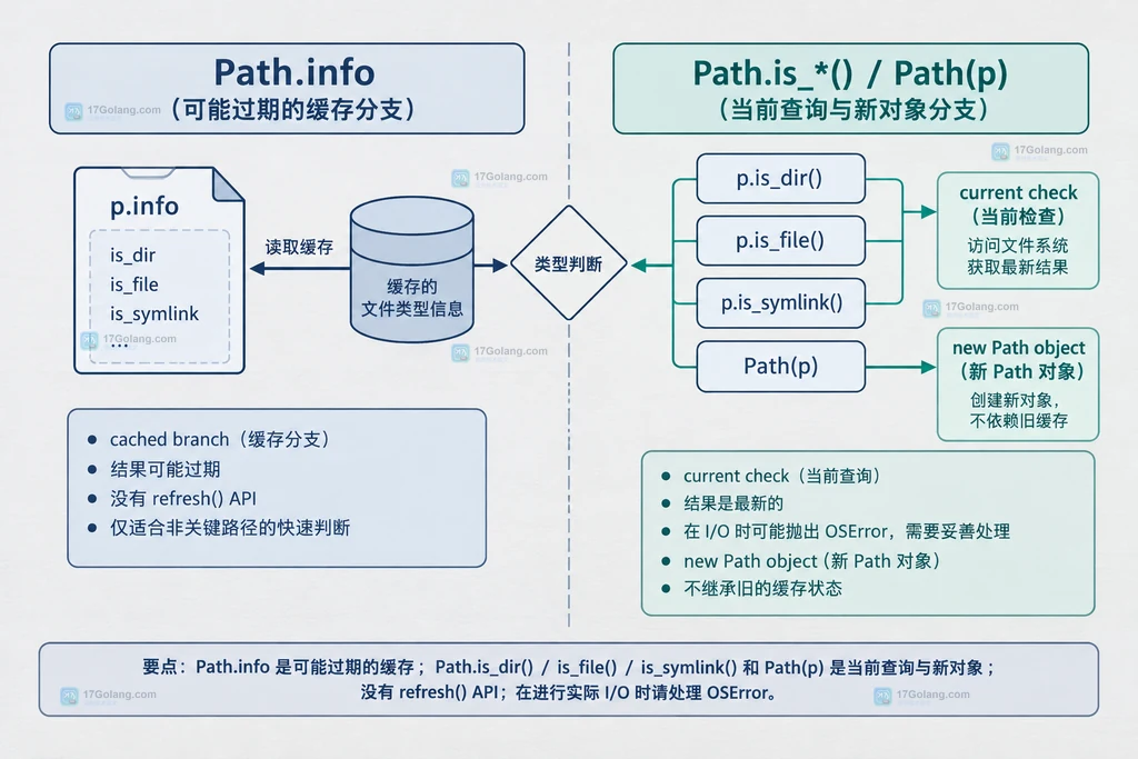Python Path.info 缓存类型线索与文件系统变化的静态结构说明图