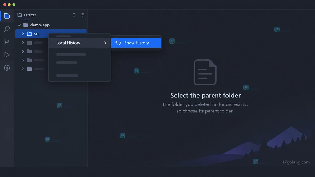 原创 IntelliJ IDEA 风格界面中在父目录打开 Local History 的操作说明图