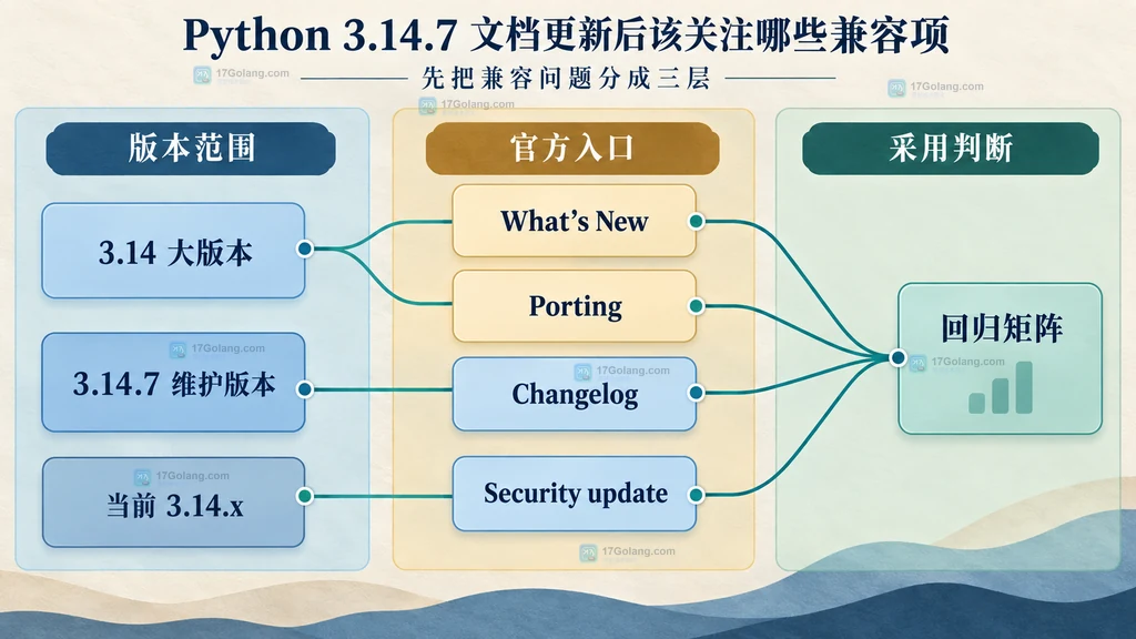 Python 3.14 大版本、3.14.7 维护版本与当前补丁兼容审计关系图