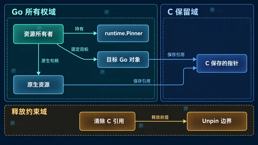 Go 对象、runtime.Pinner、cgo 参数与 C 函数之间的静态边界关系
