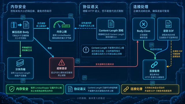 通过 LimitedReader 防止未知响应体耗尽内存