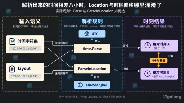 解析出来的时间相差八小时，Location 与时区偏移哪里混淆了