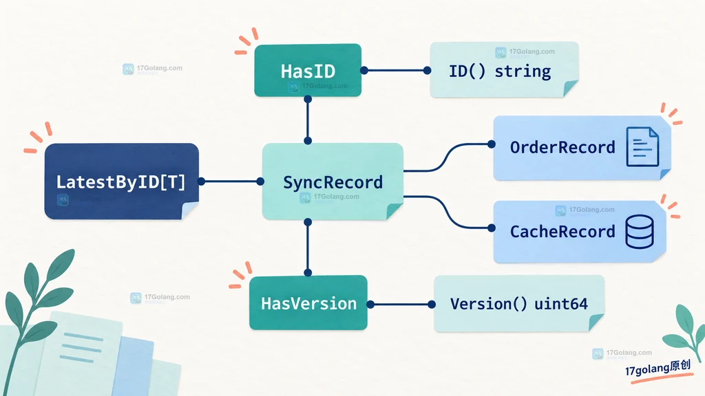 LatestByID 通过 SyncRecord 组合 HasID 与 HasVersion 的静态结构图