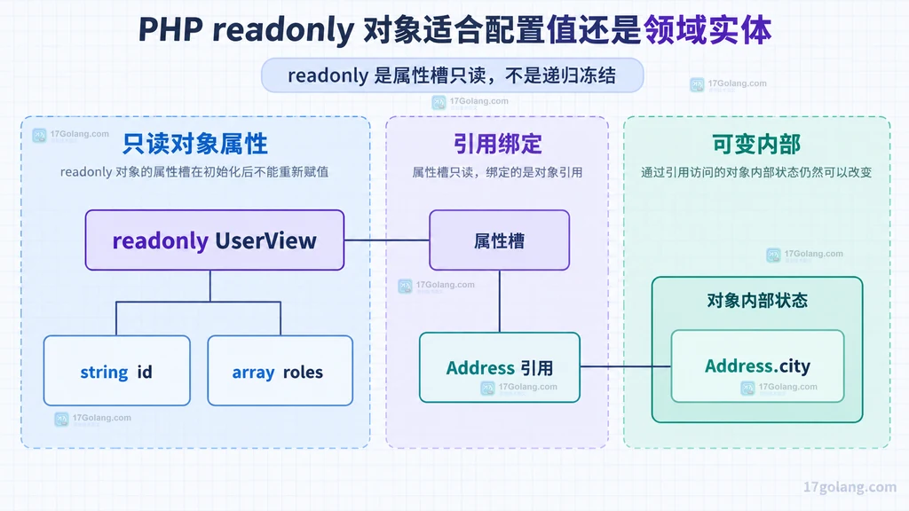 readonly UserView 的属性槽与 Address 对象内部状态之间的静态边界