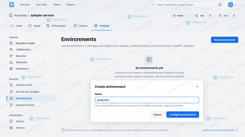原创工作流运行界面中 deploy job 等待审核并显示 Review deployments 弹窗