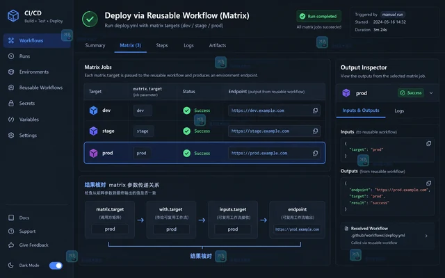 GitHub Actions reusable workflow 传递矩阵参数
