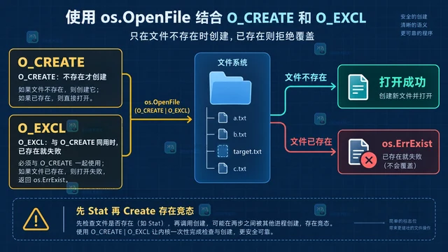 Go os.OpenFile 怎样在文件已存在时拒绝覆盖