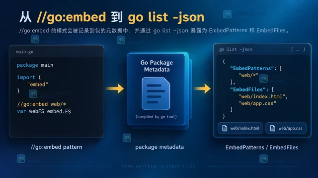 go list -json 怎样查看包包含的嵌入文件