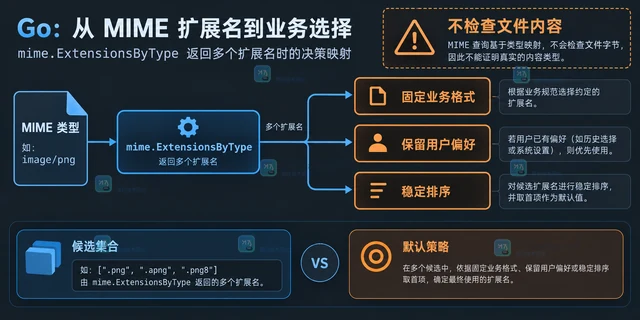 Go mime.ExtensionsByType 返回多个扩展名时如何选默认后缀
