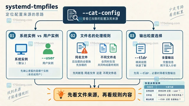 systemd-tmpfiles --cat-config 怎么查看最终采用的配置片段