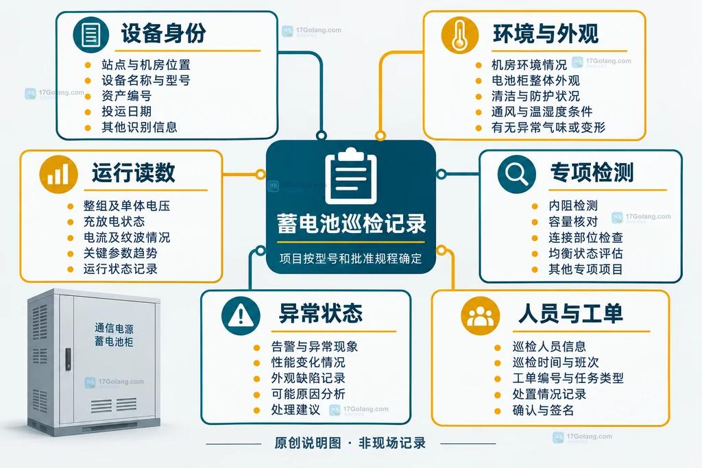 蓄电池巡检记录与设备身份环境外观运行读数专项检测异常和责任字段的关系