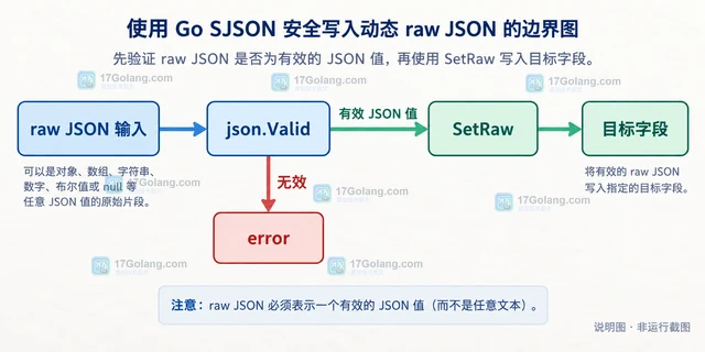 Go SJSON Set 与 SetRaw 为什么生成不同类型的值