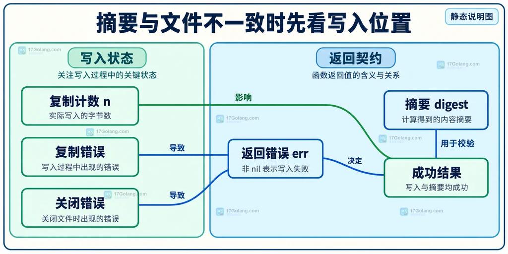 复制计数、复制错误、关闭错误与摘要返回值在结果契约中的静态关系