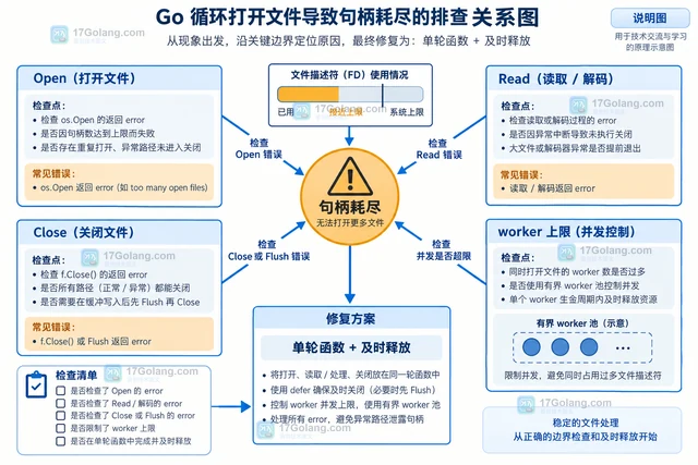 Go defer 在循环里延迟关闭文件为什么耗尽句柄