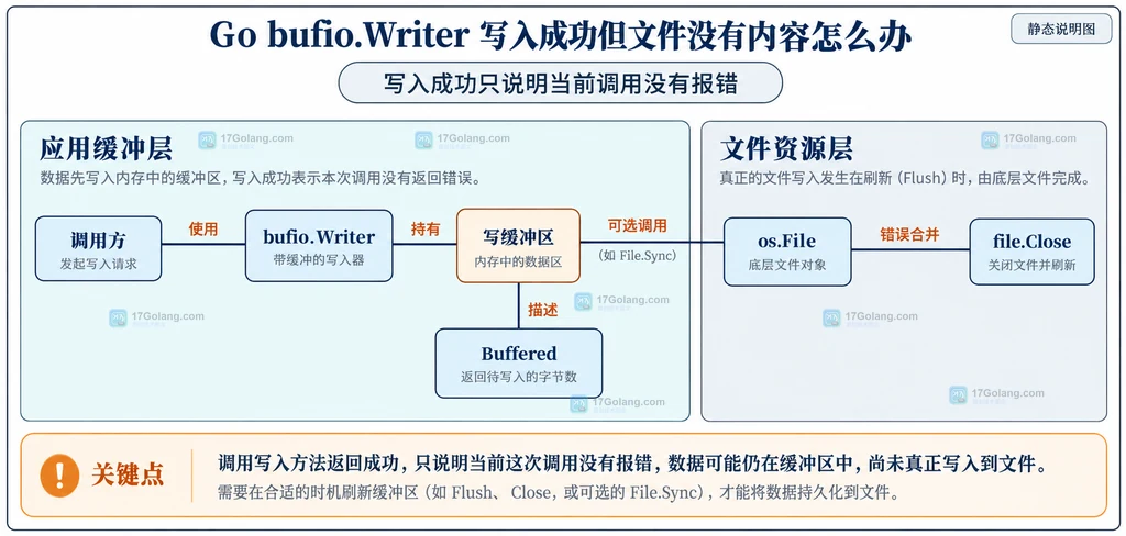 调用方、bufio.Writer和os.File之间的静态包装关系及写缓冲区的归属