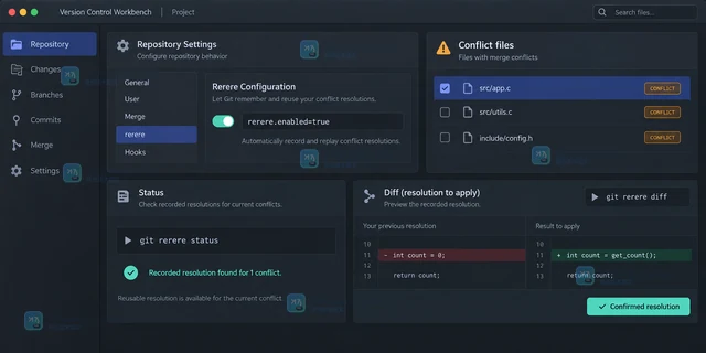 Git rerere 怎样复用重复冲突的解决结果