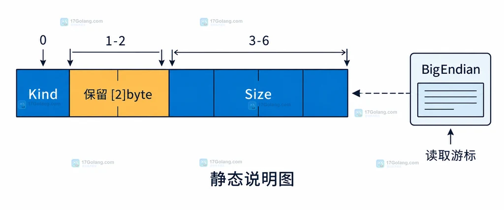 显式保留字节与 BigEndian 读取游标的关系说明图