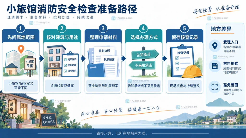 小型住宿经营场所准备消防检查资料的属地判断与申请路径原创说明图