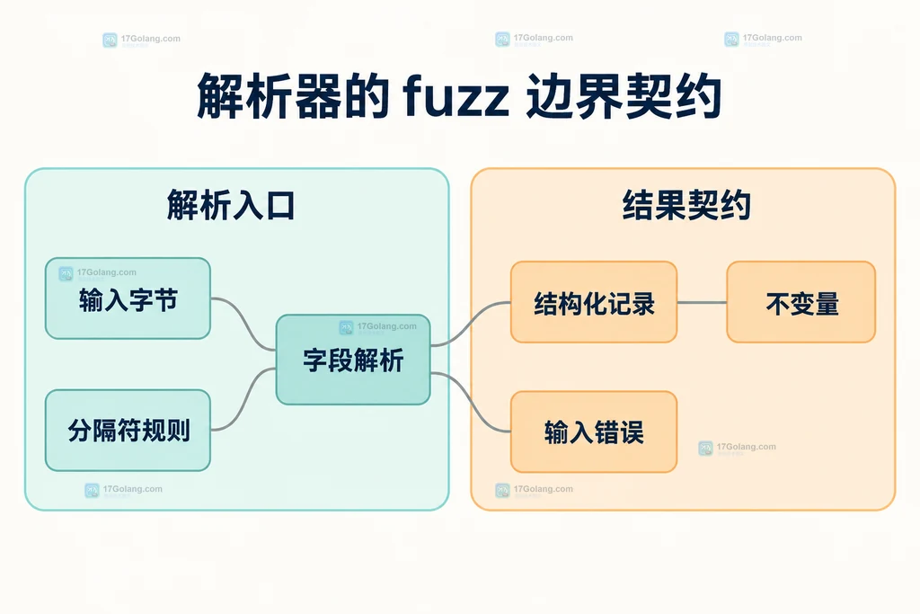 Go fuzz 输入经过解析器后分为可接受结果和必须修复缺陷的静态分类图