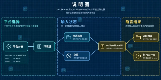 Go t.Setenv 测试 os.UserHomeDir 的环境读取边界