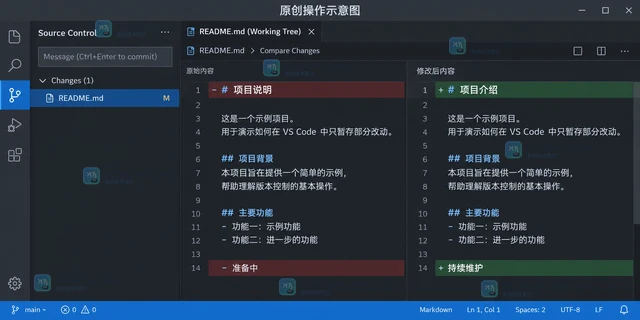 VS Code 只暂存部分改动的操作步骤