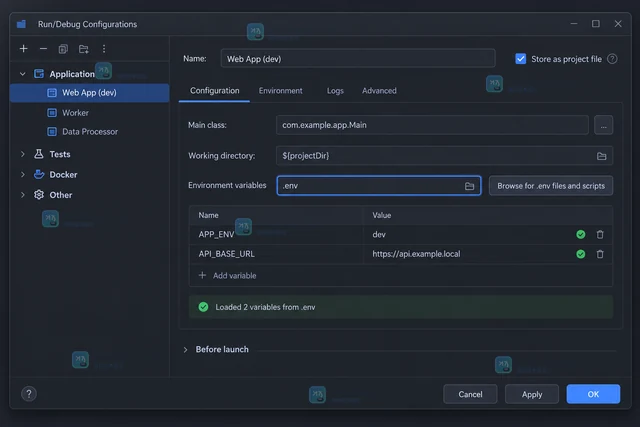 JetBrains IDE 配置运行配置读取环境文件的操作步骤