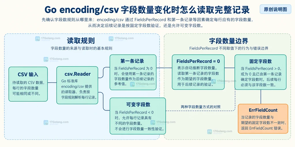 CSV 记录字段、错误边界和业务字段映射的关系说明图
