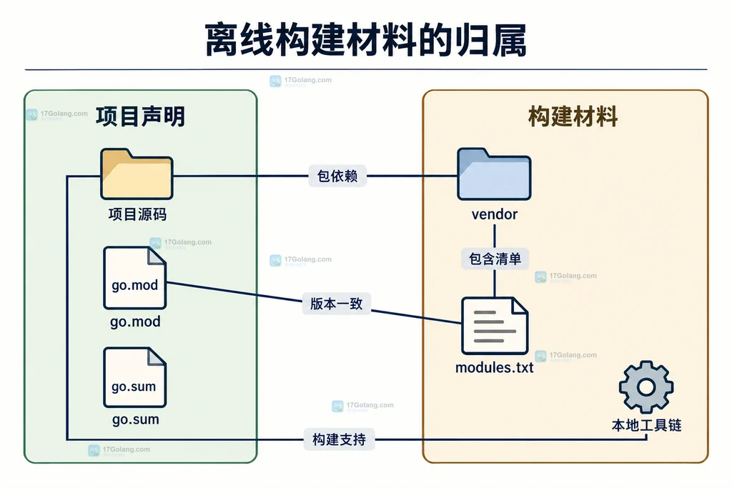 项目声明与离线构建材料的组成关系图