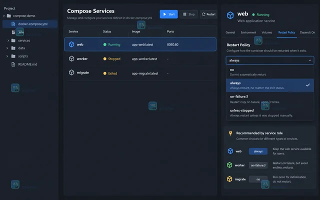 Docker Compose 服务自动重启策略的配置与验证步骤