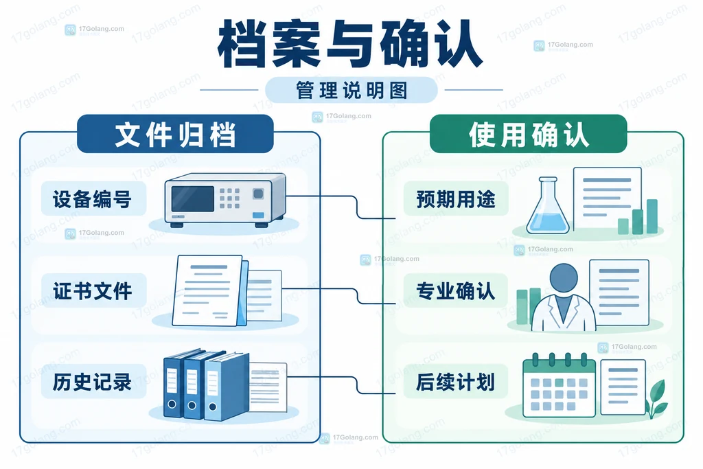 设备档案、证书和适用性确认之间的原创关系说明图